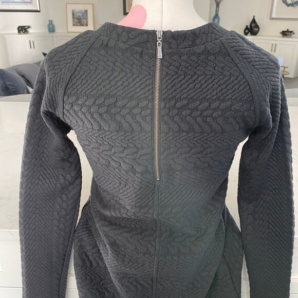 Prana Macee Raglan Slv Scoop Nk Textured Jacquard Knit Shift Dress Black XS NWT - Picture 9 of 16